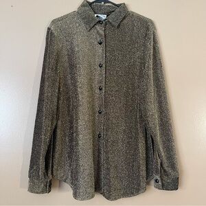 Cindy Collin’s Vintage Shimmery Gold Button-Down Womens Shirt size large